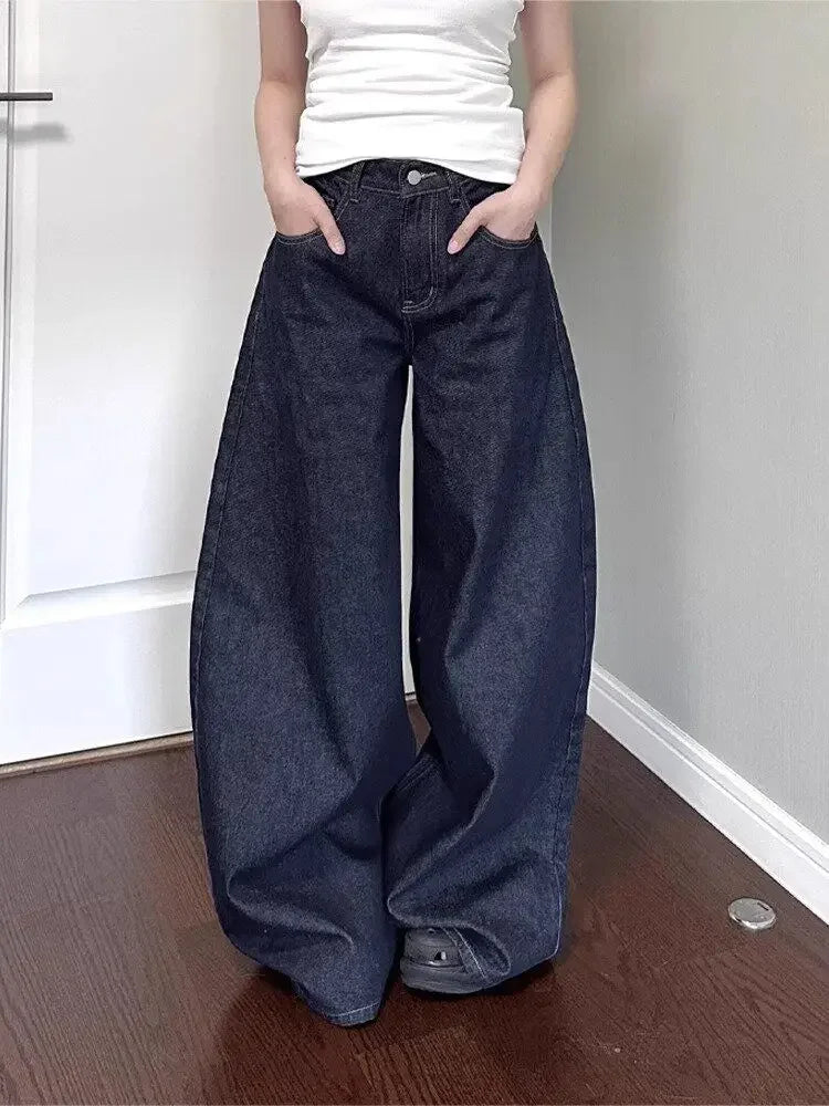 Retro American Plus Straight Leg Jeans Washed and Versatile Gothic Harajuku Loose Fit High Waisted Jeans Y2k Pants