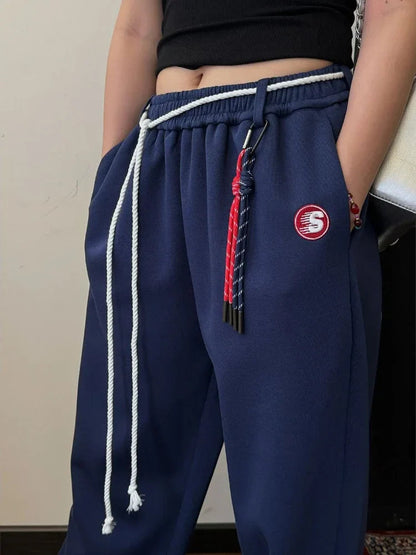 Y2k Kpop Red Sweatpants Baggy Harajuku Korean Hip Hop Style Wide Leg Jogger Pants Oversized Aesthetic