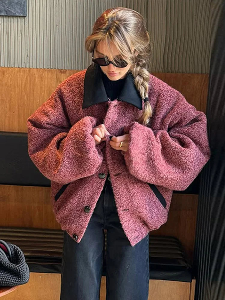 Lapel Jackets Loose Single Breasted Jacket Coat With Pockets Female New Spring Street Outwear