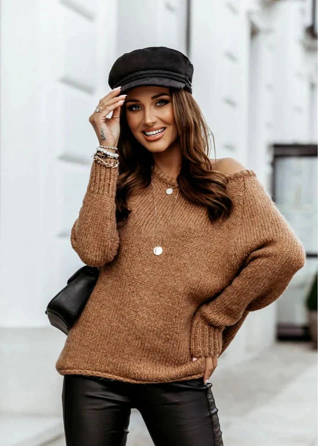Cozy Off-shoulder Knit Sweater