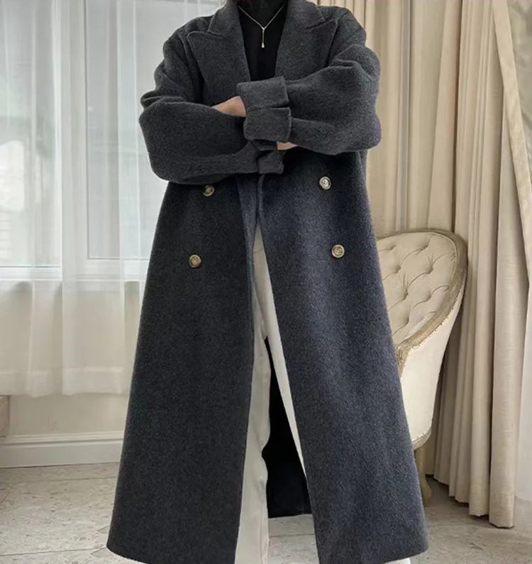 Long Double-sided Cashmere Double-breasted Classic Hair Coat