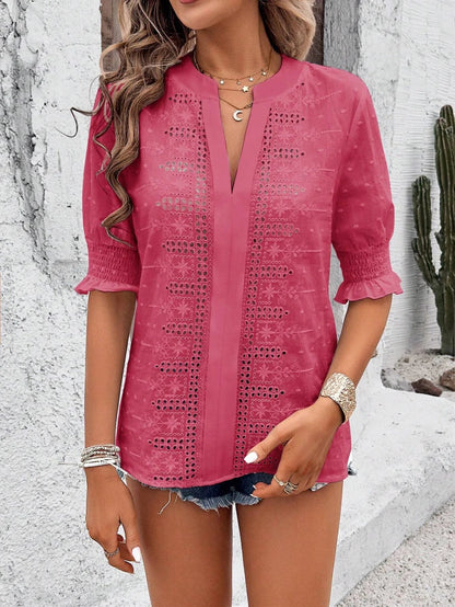 Embroidery Lace Swiss Dot Blouse