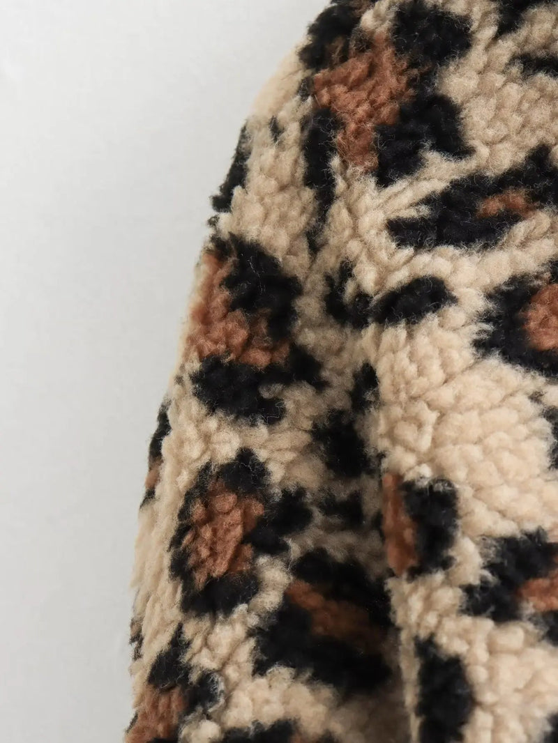 Jacket Winter Commuter Leopard-print Lamb Wool Jacket for Outwears