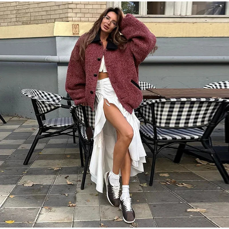 Sweet Panelled Coat Turndown Collar Long Sleeve Single Breasted Female Coats Spring New Lady Jackets