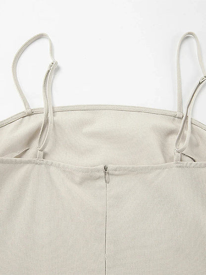 Slip Dress Summer Cotton Lined Loose Dresses Sleeveless Thin Straps White Long Dresses Backless Beach Holiday Dresses