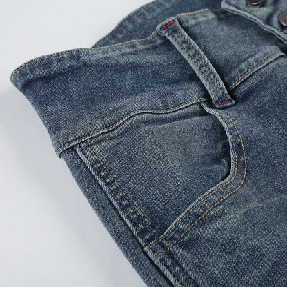 Button-up Denim Pants Street Style Low Rise Baggy Straight Jeans for Y2k Aesthetic Loose Denim Trouser 90s
