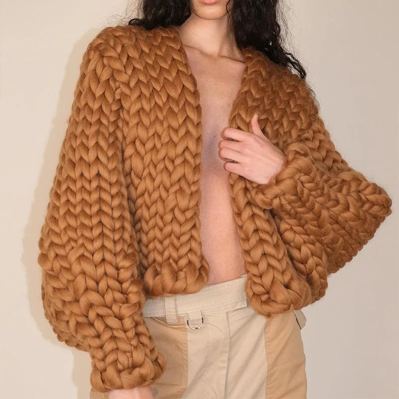 Knitted Twist Cardigans Long Sleeve Loose O-neck Sweaters Female Autumn All-match Coats Tops