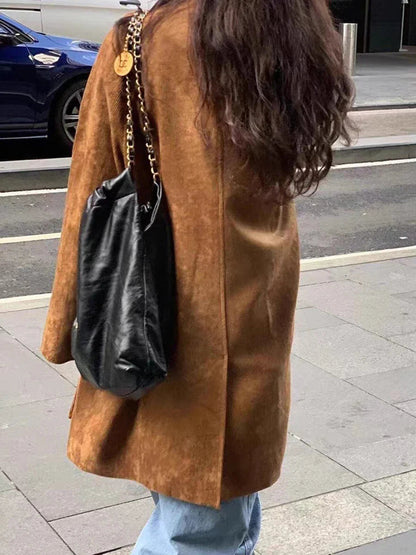 Color Corduroy Trench Coat Autumn Winter Single Breasted Stand Collar Long Outerwear Jacket