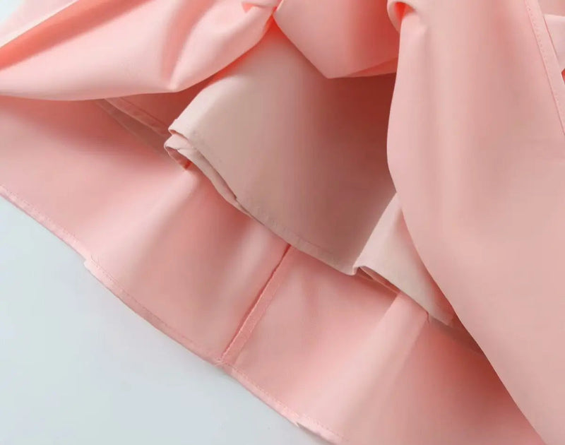 Pleated Design Tie-up Sleeveless Summer Dresses Color Slim Fit Mini Dress Simple Party Dress