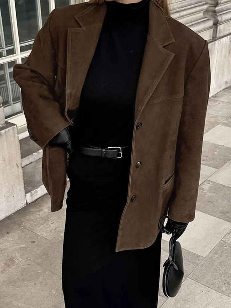 Turn Down Collar Suit Jacket for Long Sleeve Single Breasted Female Coats Autumn Office Suits