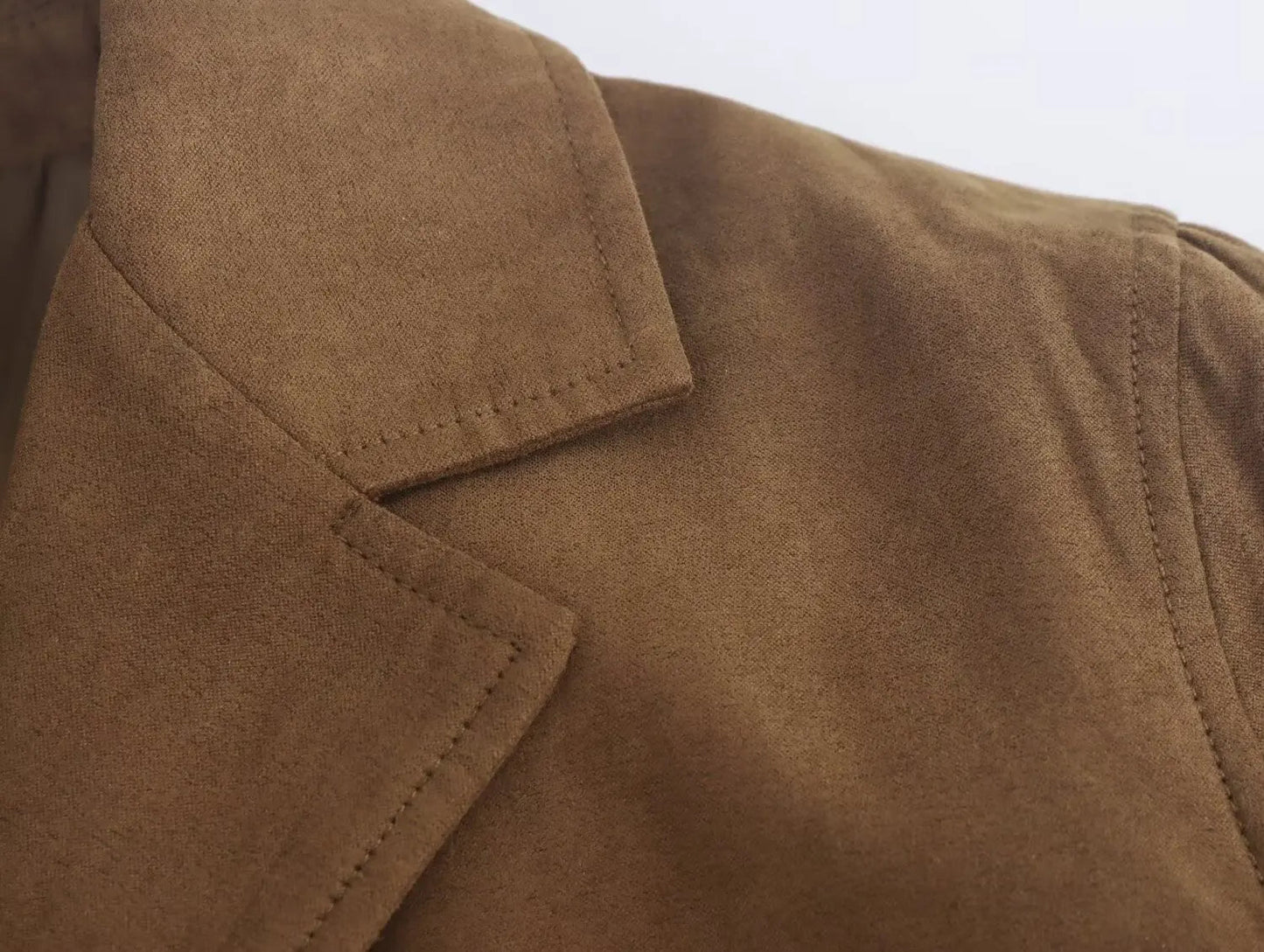Turn Down Collar Brown Autumn Jacket for Single Breasted Long Coat Jacket Female Winter Jacket Back Slit