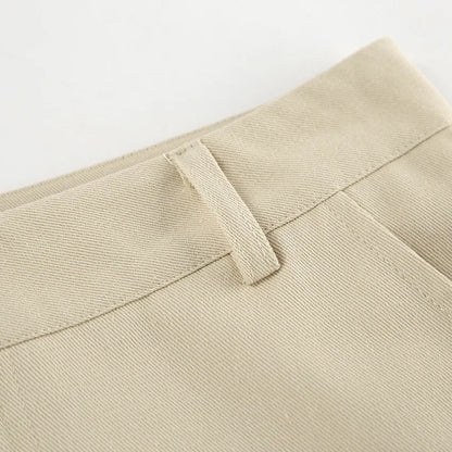 Khaki Classic Wide Leg Pant High Waist Pocket Loose Simple Trouser Autumn Winter Pants New