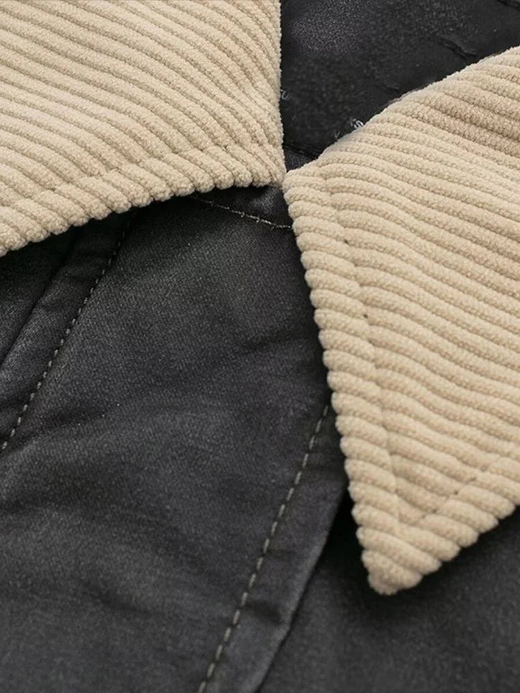 New Cargo Jackets Long Sleeve Patchwork Outwear With Pocket Street Style Punk Loose Top Coats