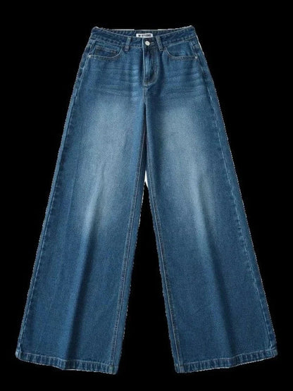 Retro American Plus Straight Leg Jeans Washed and Versatile Gothic Harajuku Loose Fit High Waisted Jeans Y2k Pants