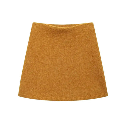 New Knitted Skirts Sets O Neck Short Sleeve Crop Top+mini Skirt Suits Two-piece Set