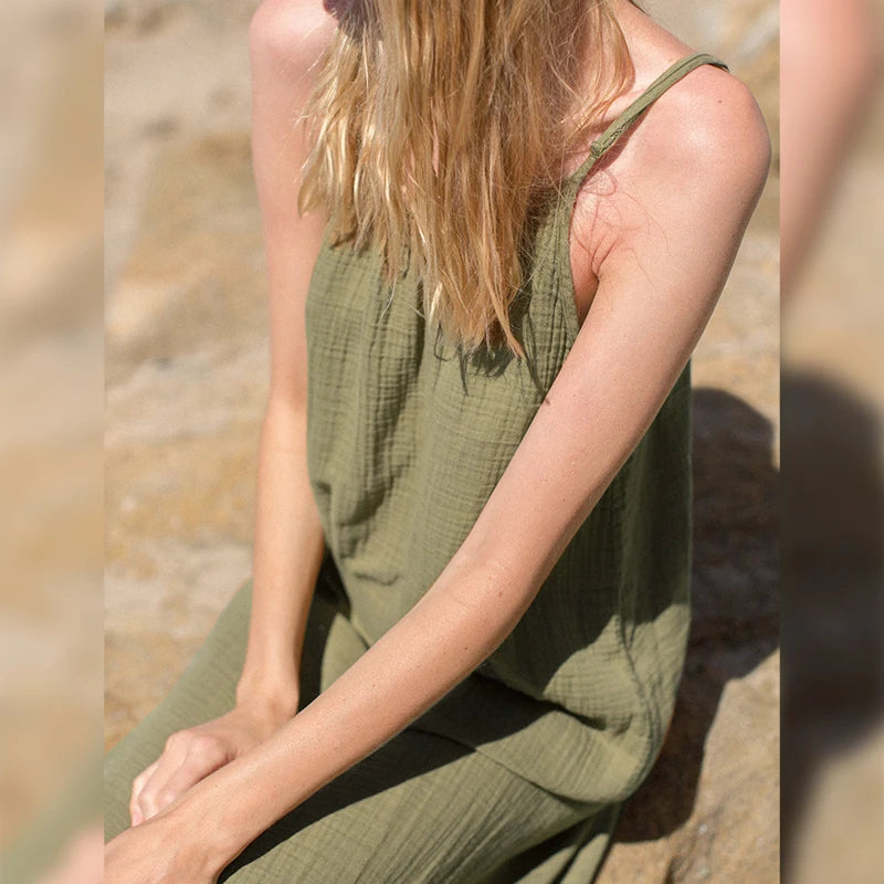 Spaghetti Strap Cotton Midi Dress