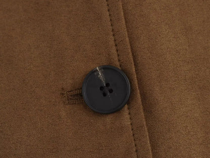 Turn Down Collar Brown Autumn Jacket for Single Breasted Long Coat Jacket Female Winter Jacket Back Slit