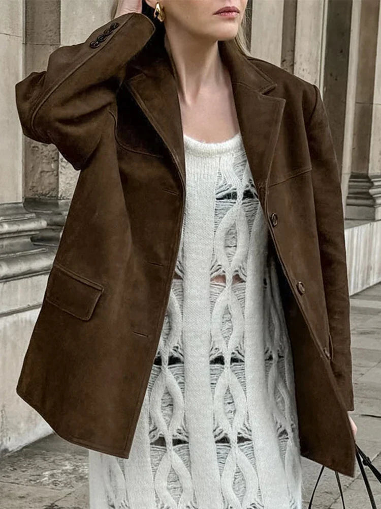 Turn Down Collar Suit Jacket for Long Sleeve Single Breasted Female Coats Autumn Office Suits