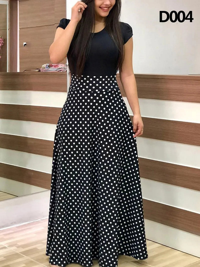 High Fashionable Flower Color Blocking Comfortable Midi Dresses