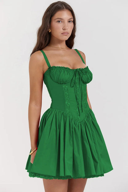 Lace A-line Spaghetti Strap Mini Dress