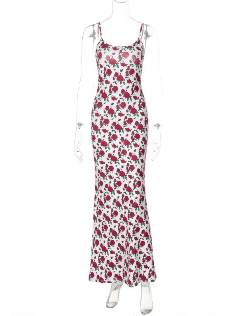 New Sleeveless Bodycon Dresses High Street Woman Clothes Spaghetti Strap Slim Vacation Party Long Dress