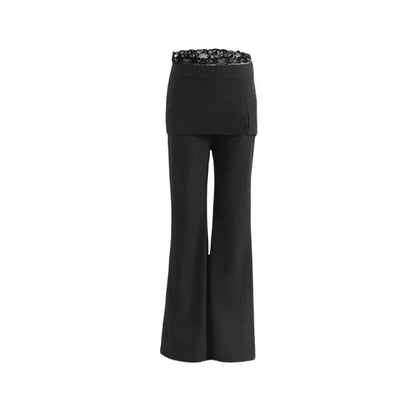 Lace Patch Strap Bootcut Pants White