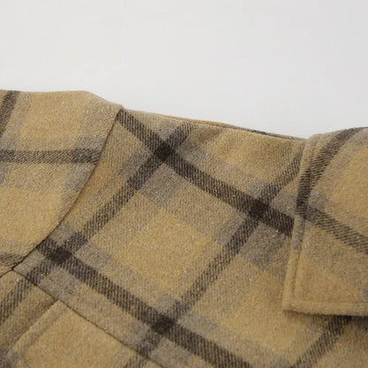 New Plaid Contrast Jacket Autumn Winter Single Breasted Long Sleeve Outerwear Female Coat