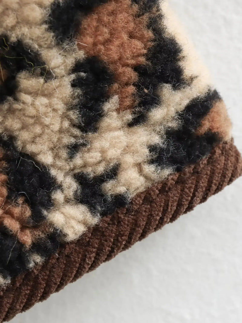Jacket Winter Commuter Leopard-print Lamb Wool Jacket for Outwears
