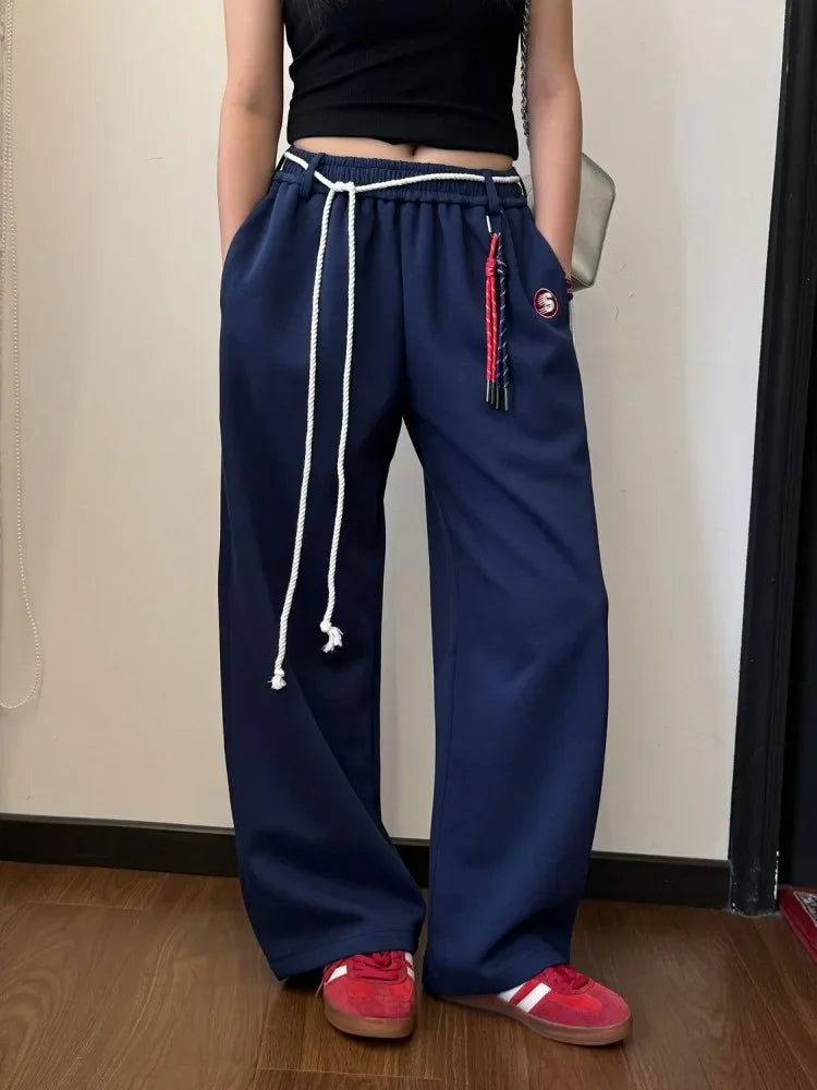 Y2k Kpop Red Sweatpants Baggy Harajuku Korean Hip Hop Style Wide Leg Jogger Pants Oversized Aesthetic