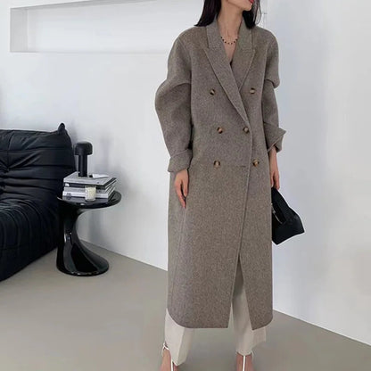 Long Double-sided Cashmere Double-breasted Classic Hair Coat