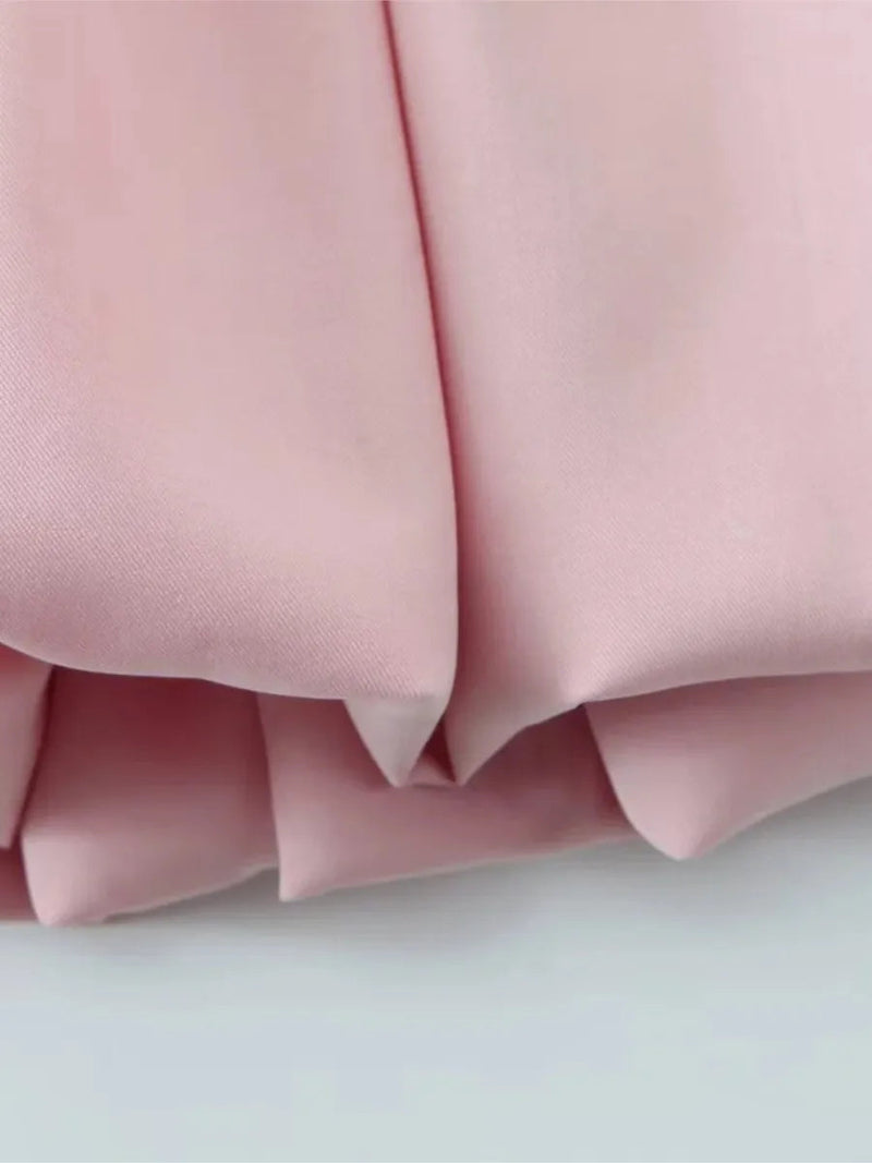 Spring New Pink Sweet Mini Dress Square Collar Sleeveless Short A-line Vestidos Female Dresses