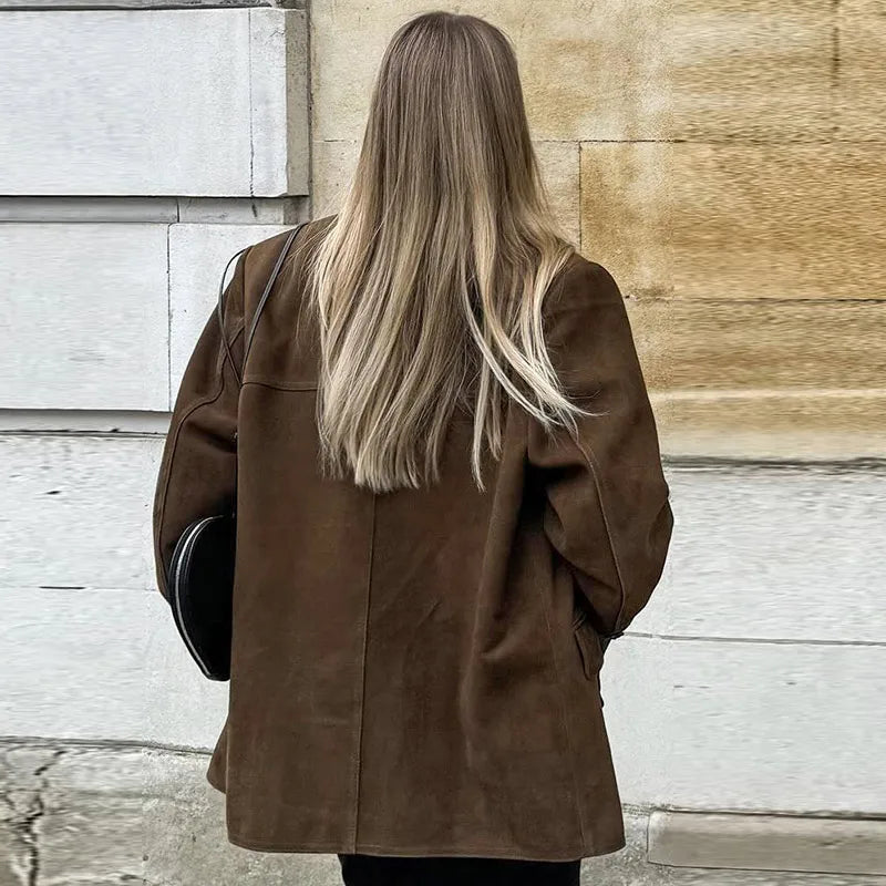 Turn Down Collar Suit Jacket for Long Sleeve Single Breasted Female Coats Autumn Office Suits