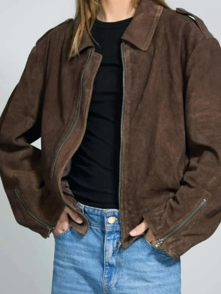 Lapel Collar Long Sleeve Zipper Coats Slim Short Jackets New Autumn Causal Warm Office Outwear