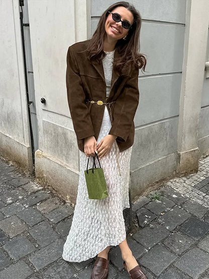 Turn Down Collar Suit Jacket for Long Sleeve Single Breasted Female Coats Autumn Office Suits