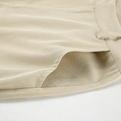Khaki Classic Wide Leg Pant High Waist Pocket Loose Simple Trouser Autumn Winter Pants New