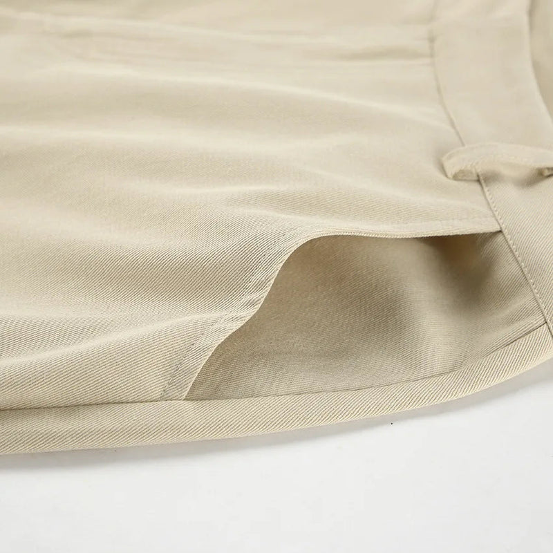 Khaki Classic Wide Leg Pant High Waist Pocket Loose Simple Trouser Autumn Winter Pants New