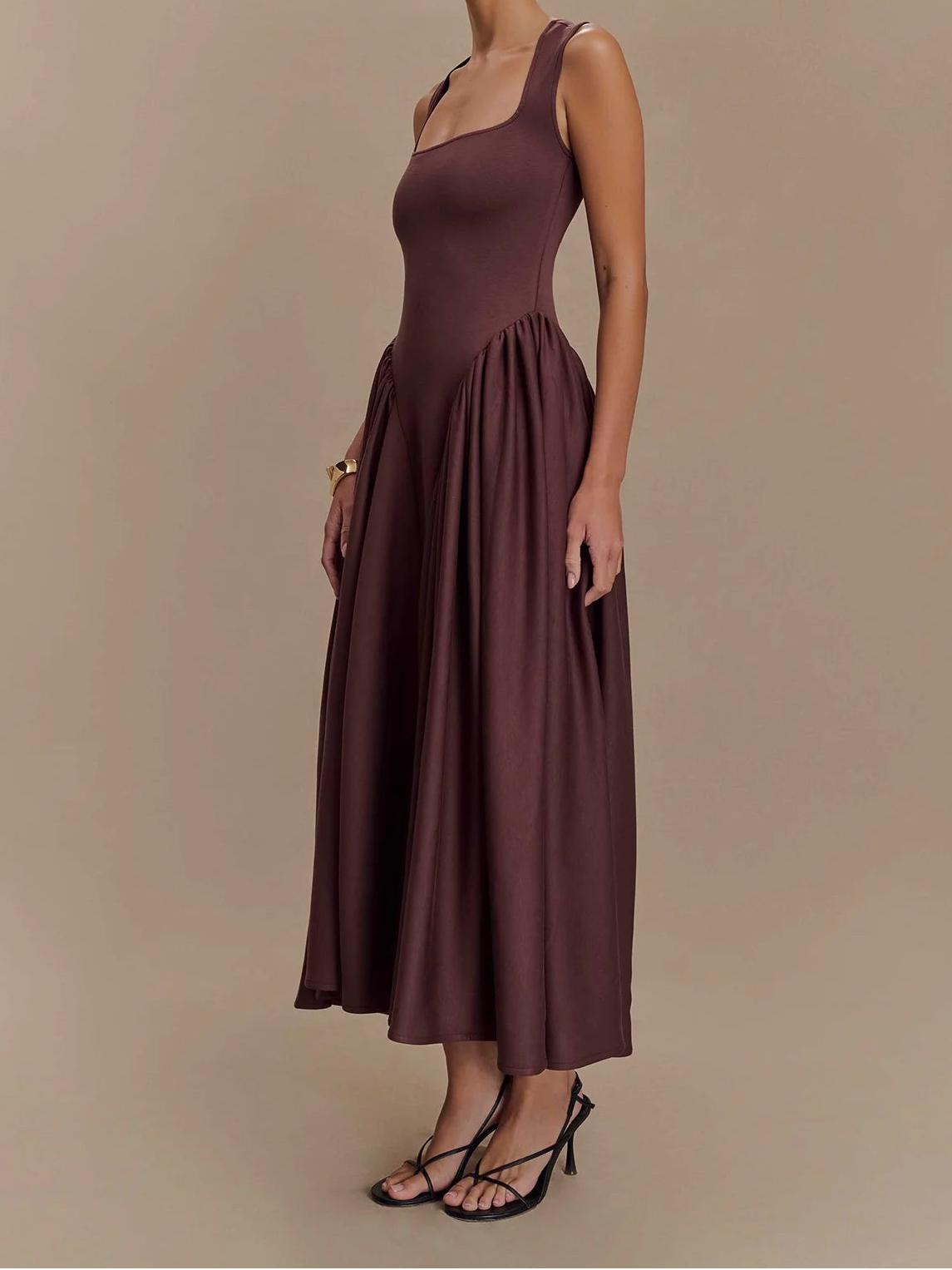 Sharon Midi Dress - Cacao Brown