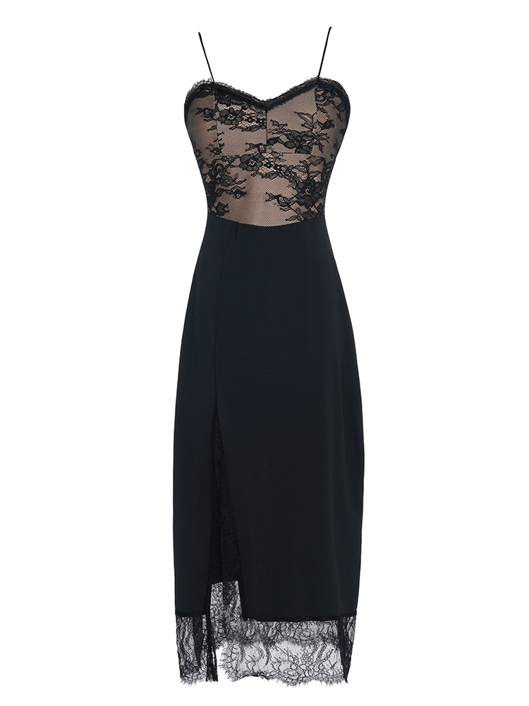 Black Lace Bodycon Midi Dress