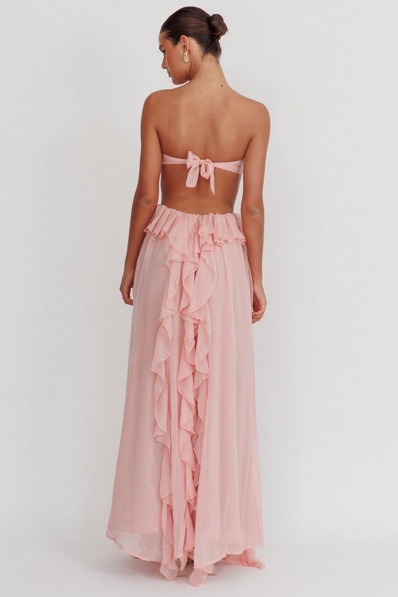 Sally Cut-out Ruffle Maxi Dress Blush