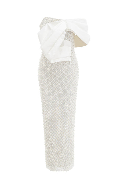 Esther Pearl Embellished Off Shoulder Maxi Dress