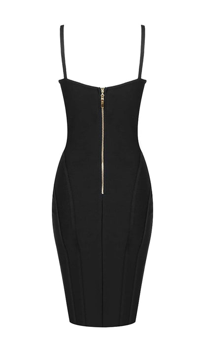 Strappy Bandage Midi Dress in Black