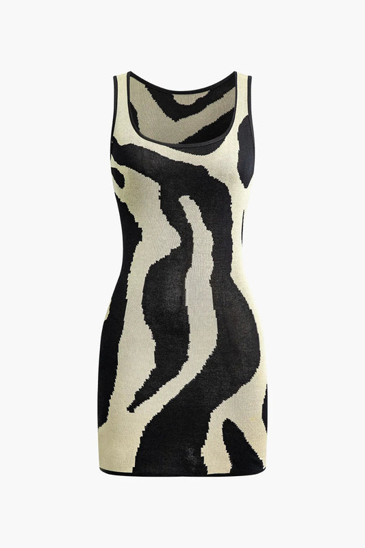 Salina Black and White Contrast Sleeveless Knit Mini Dress