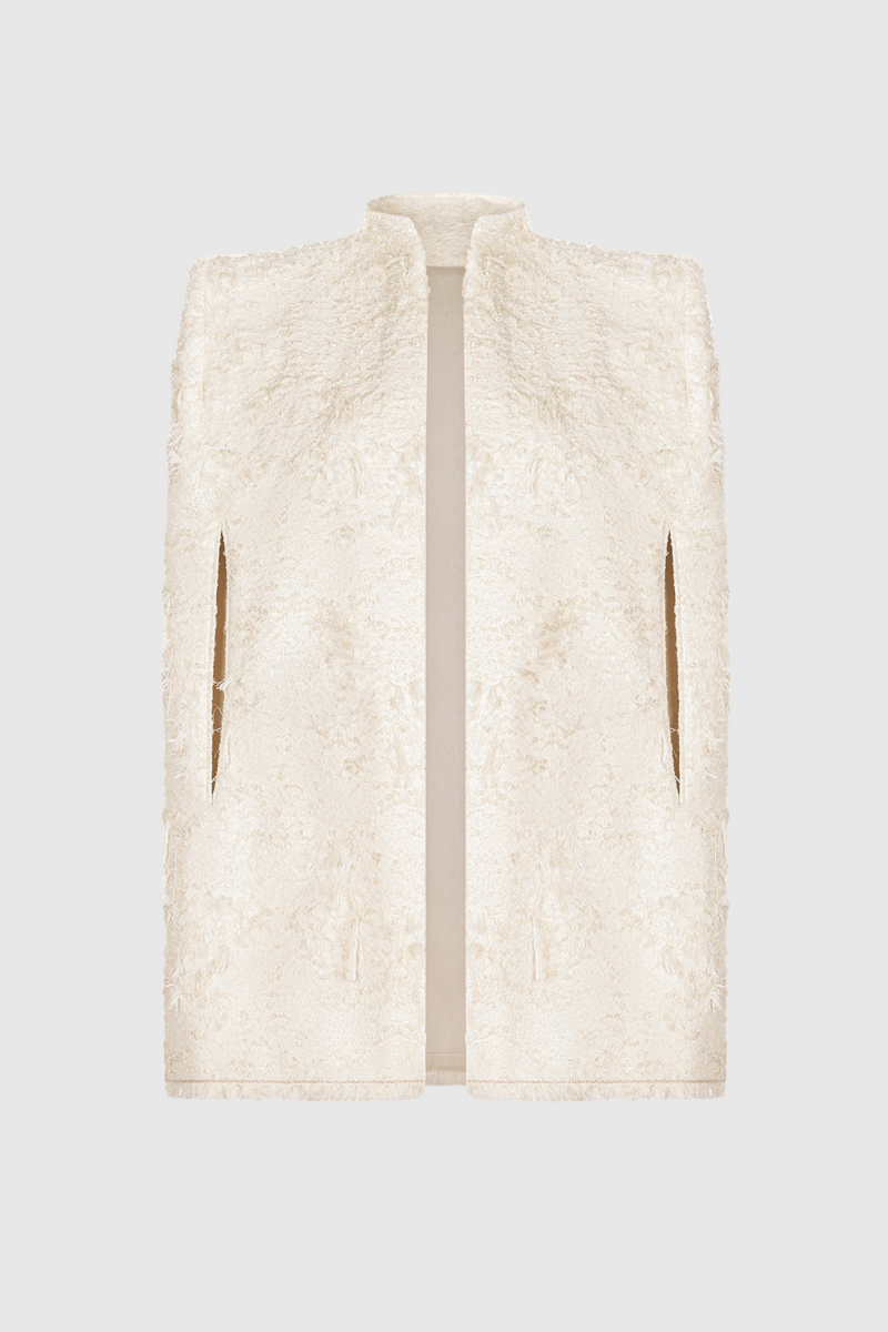 Santos Bow Jacquard Mini Dress - Beige