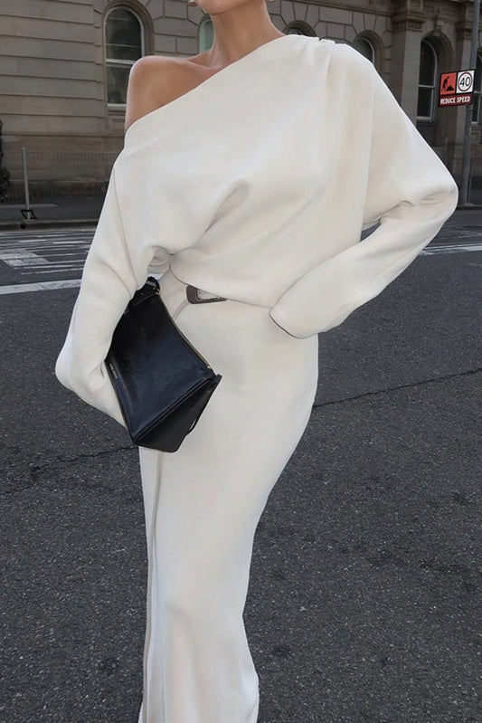 Sassy Asymmetrical Long Sleeve Maxi Dress