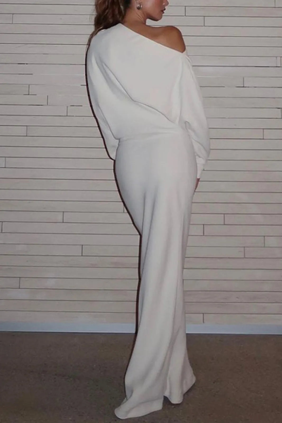 Sassy Asymmetrical Long Sleeve Maxi Dress