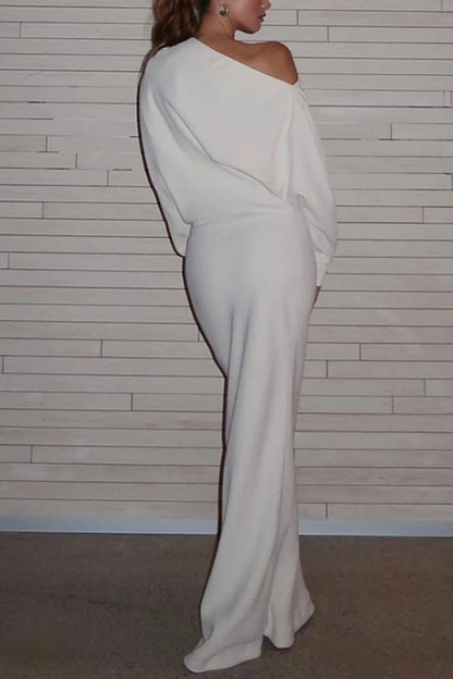 Sassy Asymmetrical Long Sleeve Maxi Dress