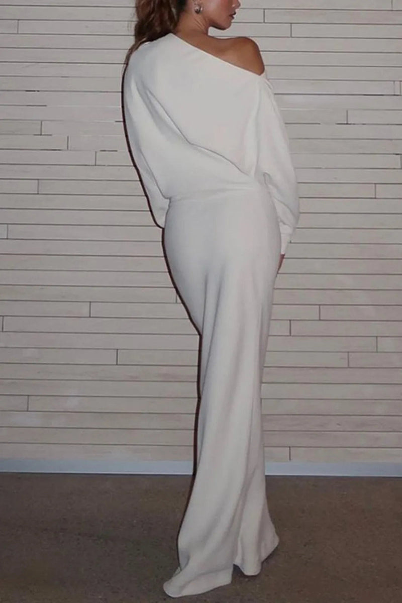 Sassy Asymmetrical Long Sleeve Maxi Dress