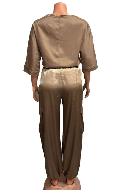 Satin Half Sleeve Shirt Two-piece Pants Set