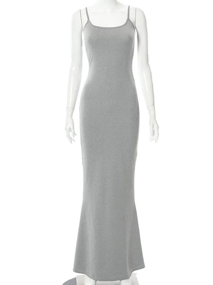 Satin Slip Sleeveless Backless Slim Spring Y2k Concise Midi Dresses