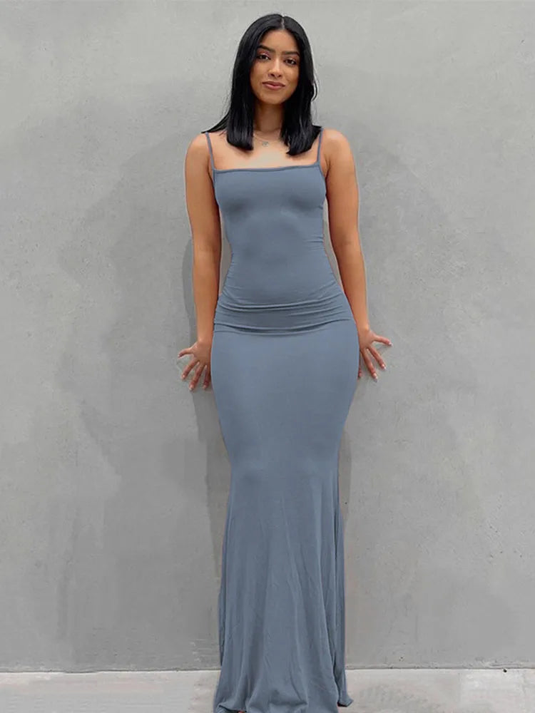 Satin Slip Sleeveless Backless Slim Spring Y2k Concise Midi Dresses